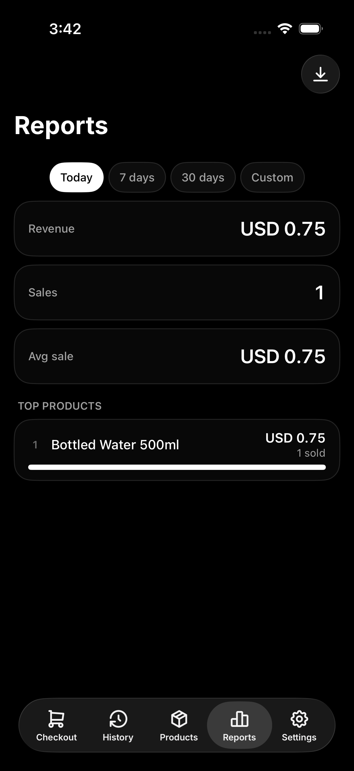 Reports screen